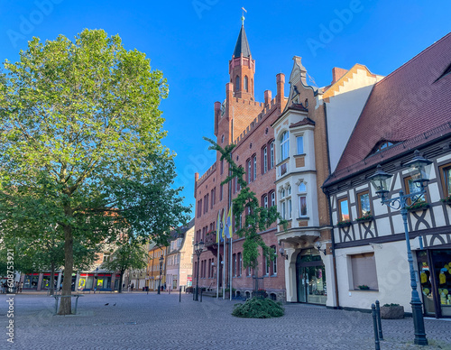 old town hall in bitterfeld-wolfen with marketplace east germany