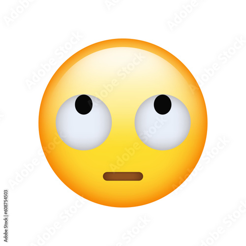 Face With Rolling Eyes Emoji isolated on white background. Iphone Whatsapp Emojis. Simple, vector, printed on paper. icon for website design, mobile app, and UI. Vector Illustration