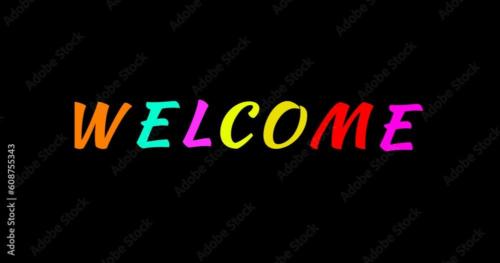 Welcome animation text with ink splash in colorful on the black background alpha channel. Suitable for events, messages, and festivals Welcome animation text with ink splash in colorful on the black background alpha channel. Suitable for events, messages, and festivals