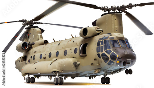 Chinook helicopter on a transparent background. AI generator