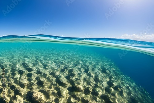 美しい南国の海底から見た光り輝く水面 © sky studio