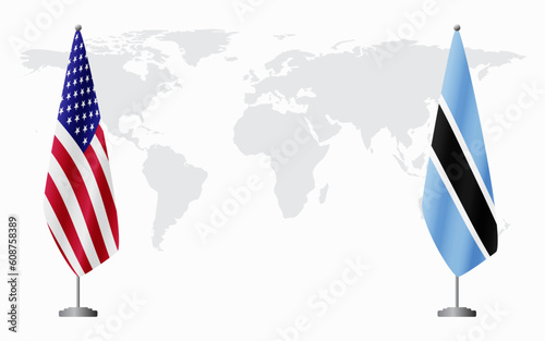 United States and Botswana flags for official meeting