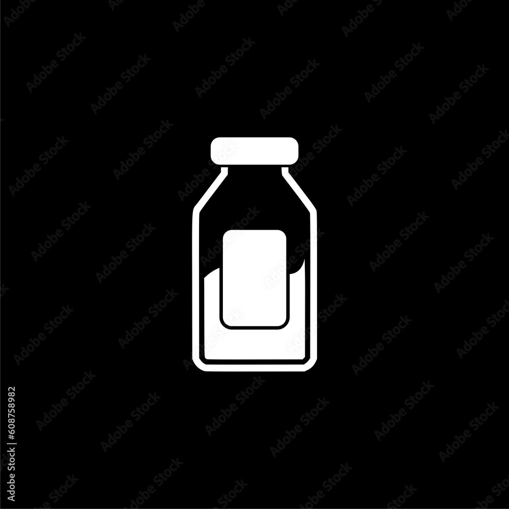  Glass bottle icon isolated on black background