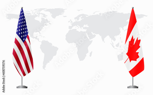 United States and Canada flags for official meeting