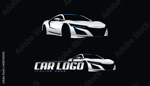 Auto sports car logo with outline, luxury premium look vector