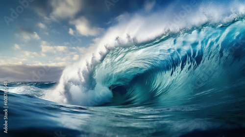 Big ocean wave. AI © Oleksandr Blishch