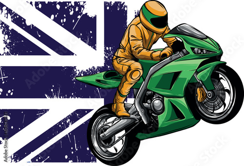 vector illustration of Sport superbike motorcycle with london flag
