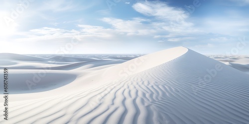 AI Generated. AI Generative. Beautiful white sand dune with blue sky. Graphic Art