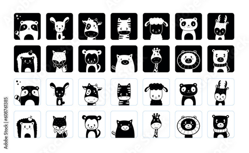 Adorable black and white montessori flashcards (sensory cards) with animals.	
