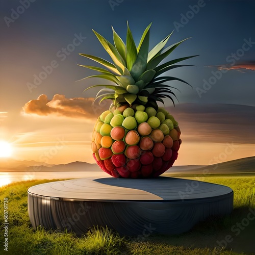 pineapple on a beach photo