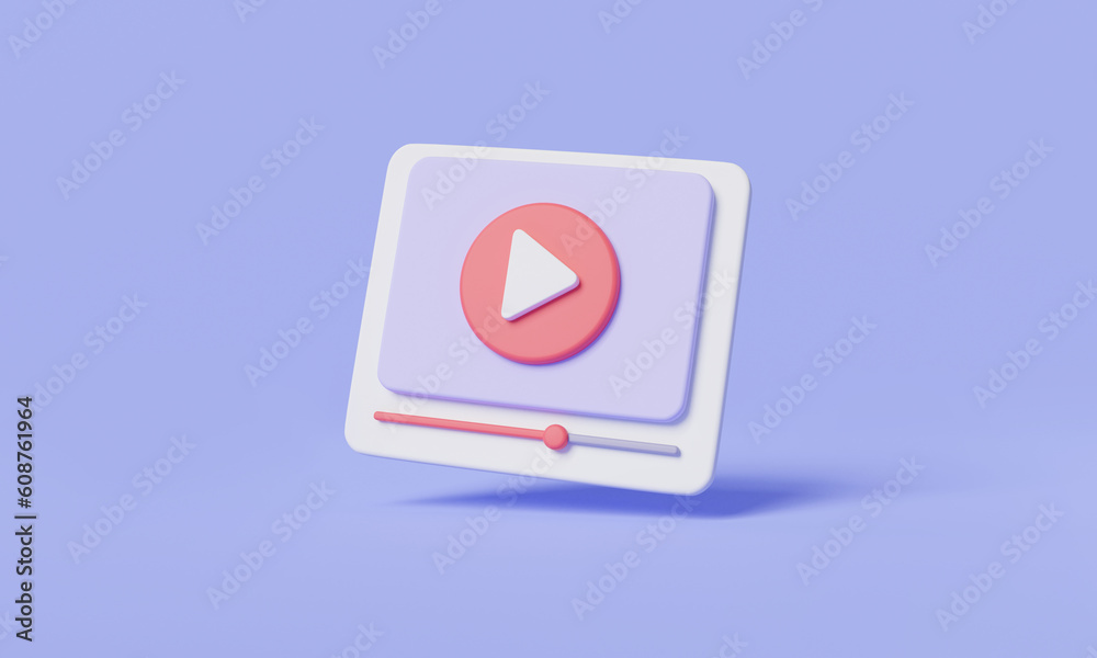 Video player icon. Social media live stream in browser, Live digital stream multimedia player, Online video in sites and video service. video media concept. 3d render illustration, cartoon minimal Video player icon. Social media live stream in browser, Live digital stream multimedia player, Online video in sites and video service. video media concept. 3d render illustration, cartoon minimal