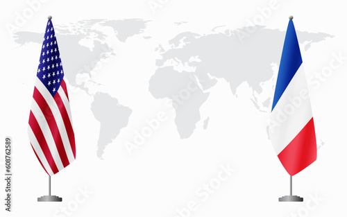 United States and France flags for official meeting