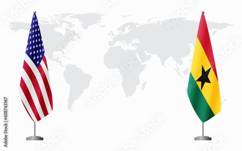 United States and Ghana flags for official meeting