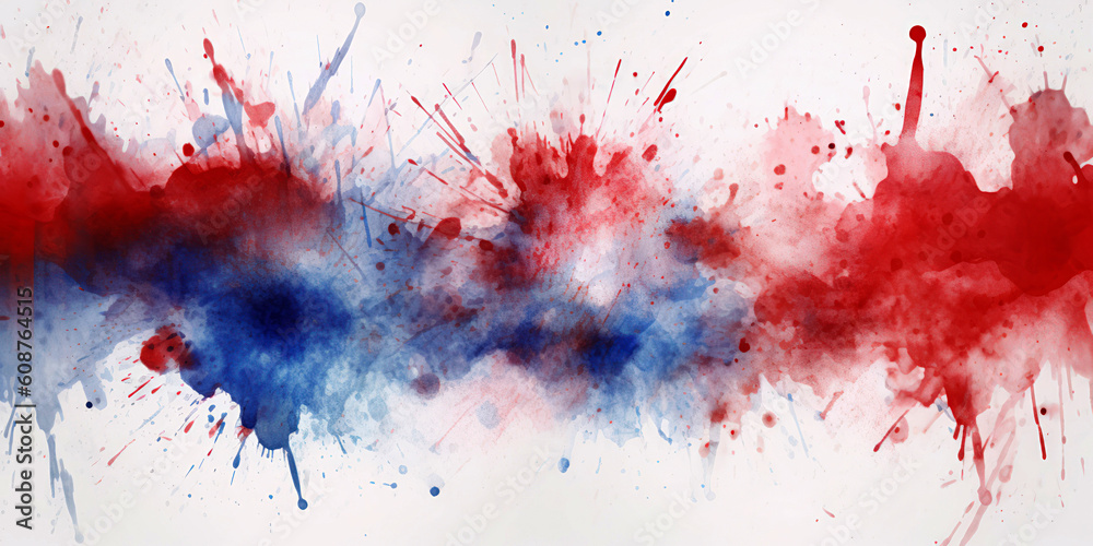 July 4th background, red white and blue colors with soft faded watercolor texture design, veteran's day or memorial day patriotic color background. AI Generative