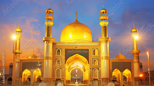 Shiite mosques with golden domes in Karbala - Created with Generative AI Technology
 photo