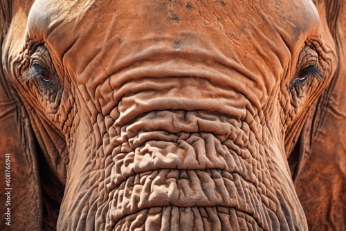 Beautiful African elephant close-up in Tsavo Park in Kenya. Generative AI © nadunprabodana