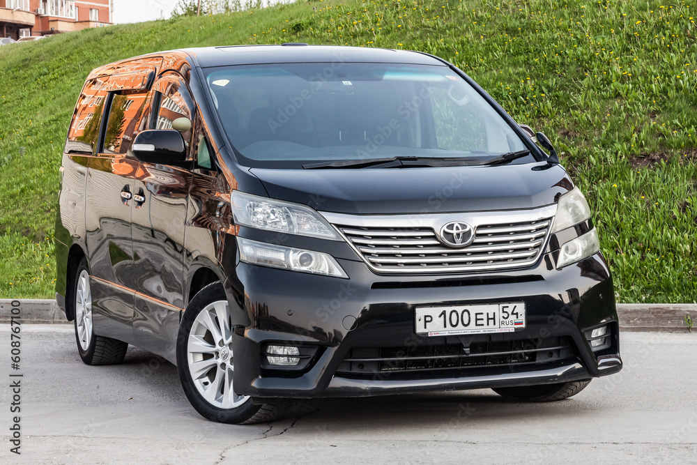 Front View of Toyota Vellfire japanese luxury minivan car in black ...