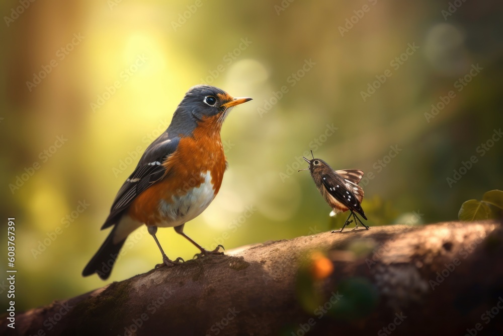 Beautiful background image of a wild Robin (Erithacus rubecula). Generative AI Beautiful background image of a wild Robin (Erithacus rubecula). Generative AI