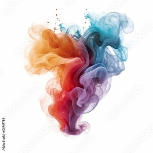 Smokey Waves In Rainbow Colors On White Backgorund 