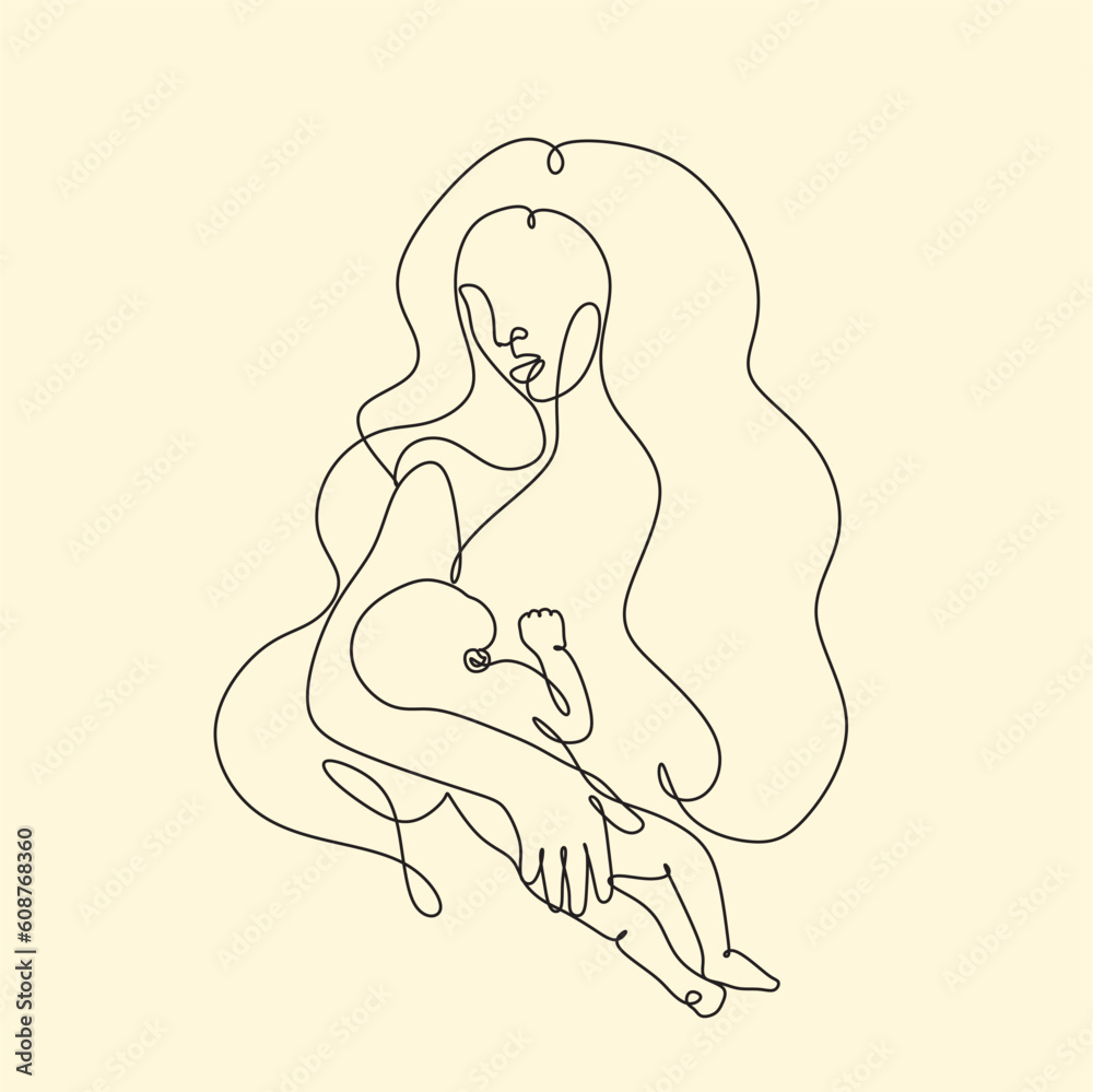 Mothers Day line art. Solid line,continuous one line drawing. Mother holding her baby . Continuous line art vector.Happy Mothers Day concept. Mothers Day line art. Solid line,continuous one line drawing. Mother holding her baby . Continuous line art vector.Happy Mothers Day concept.