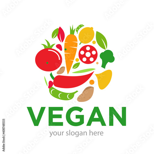 Food Vegan Logo Design Illustration