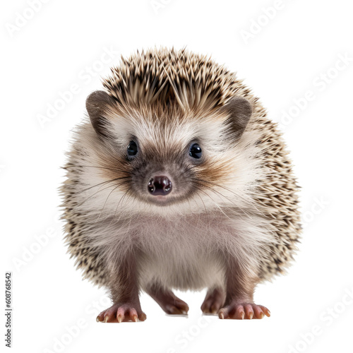  a cute Hedgehog, with happy disposition, healthy-looking, best friend, Pet-themed, cutout, isolated, photorealistic illustrations in a PNG. Generative AI
