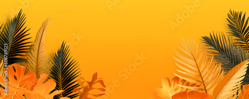 Summer tropical background - Refreshing design pop colors banner - Generative AI