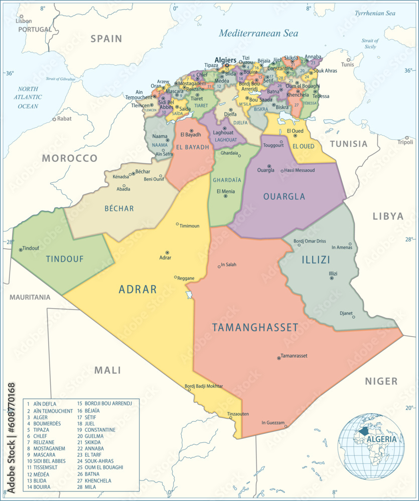 Algeria map - highly detailed vector illustration