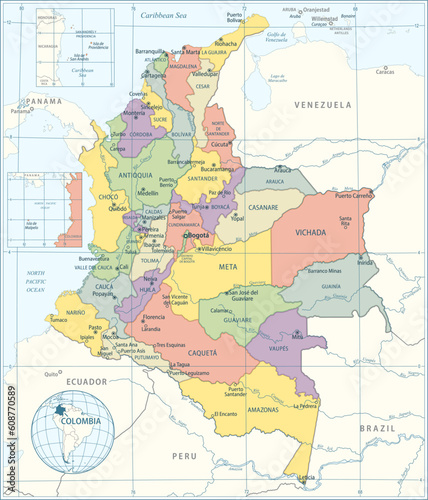 Colombia map - highly detailed vector illustration