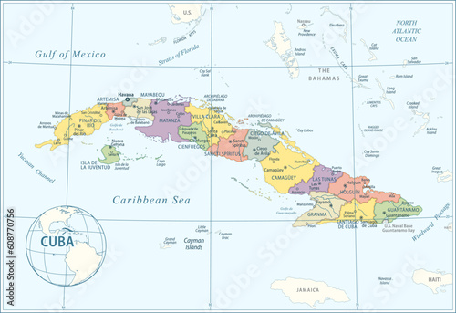 Cuba map - highly detailed vector illustration photo