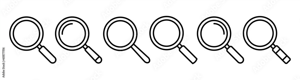 Magnifying glass icon. Magnifying glass icon in line style. magnifier or loupe sign isolated on transparent background, Search symbol. Vector illustration.