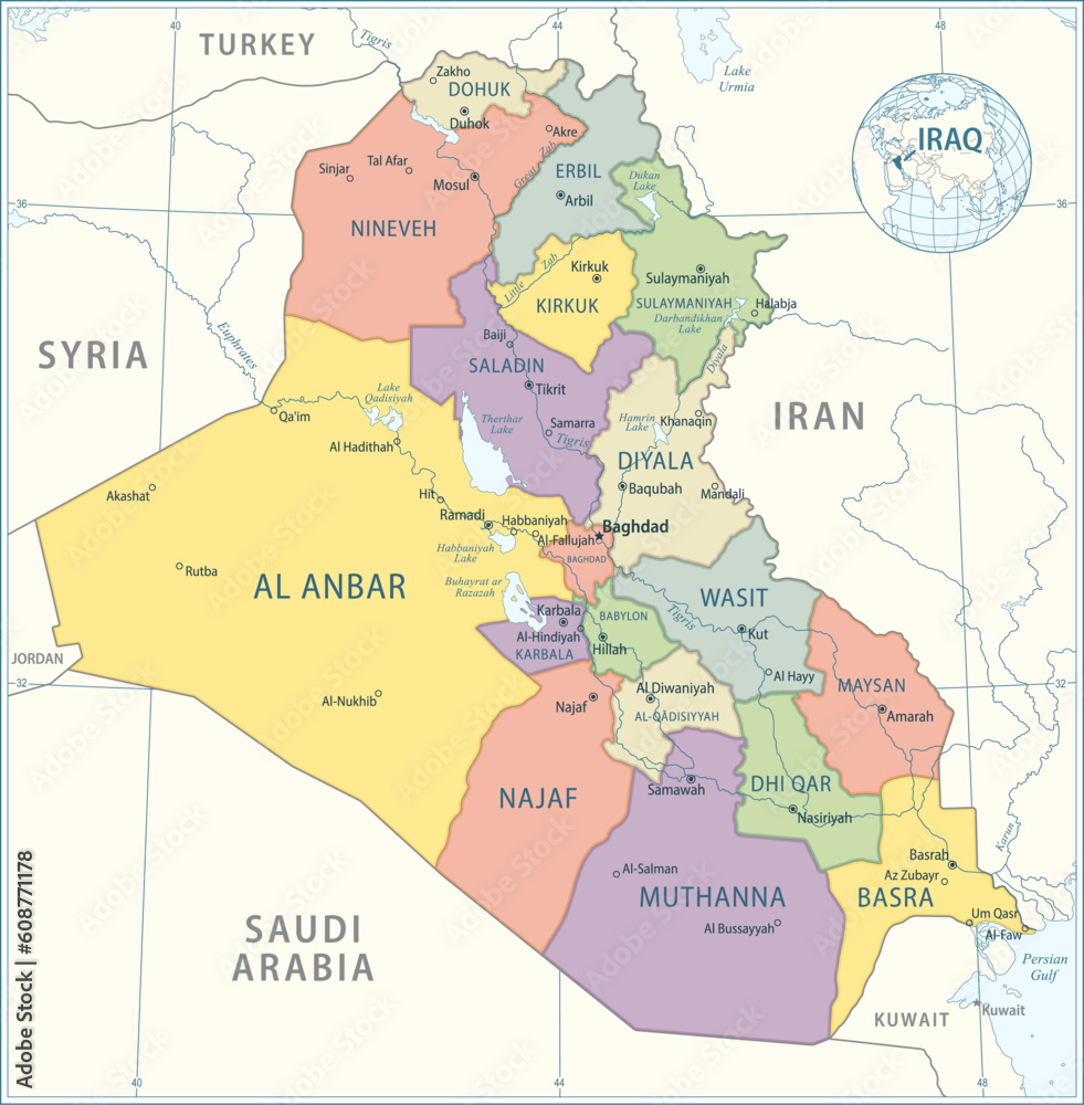Iraq map - highly detailed vector illustration