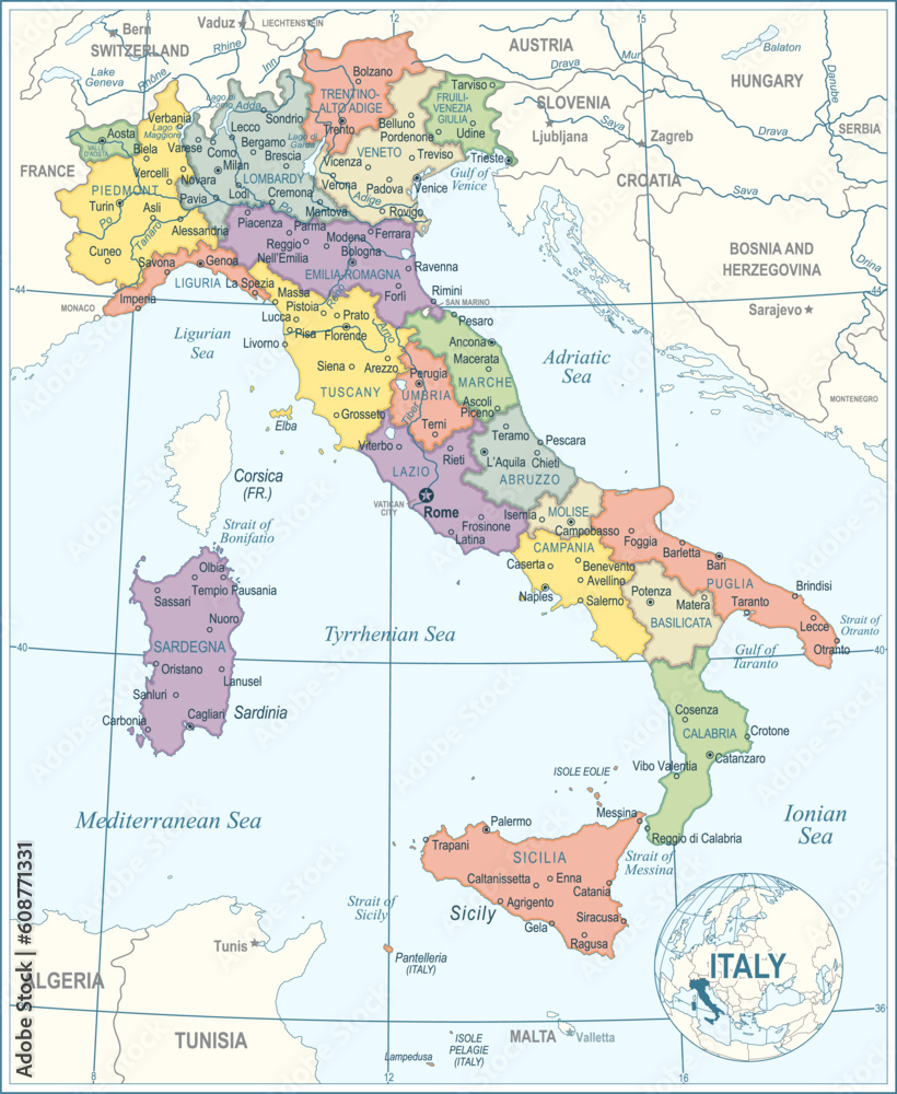 Italy Map - highly detailed vector illustration