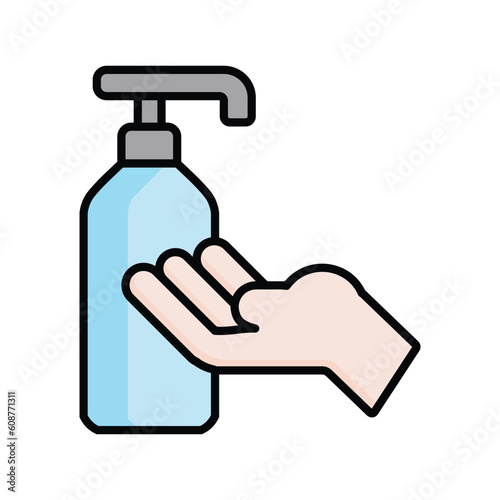 Antiseptic icon, hand sanitizers. Bottle of disinfectant. Alcoholic hand sanitizer. Vector illustration