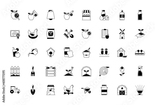 Set of gardening and farming icons vector illustration