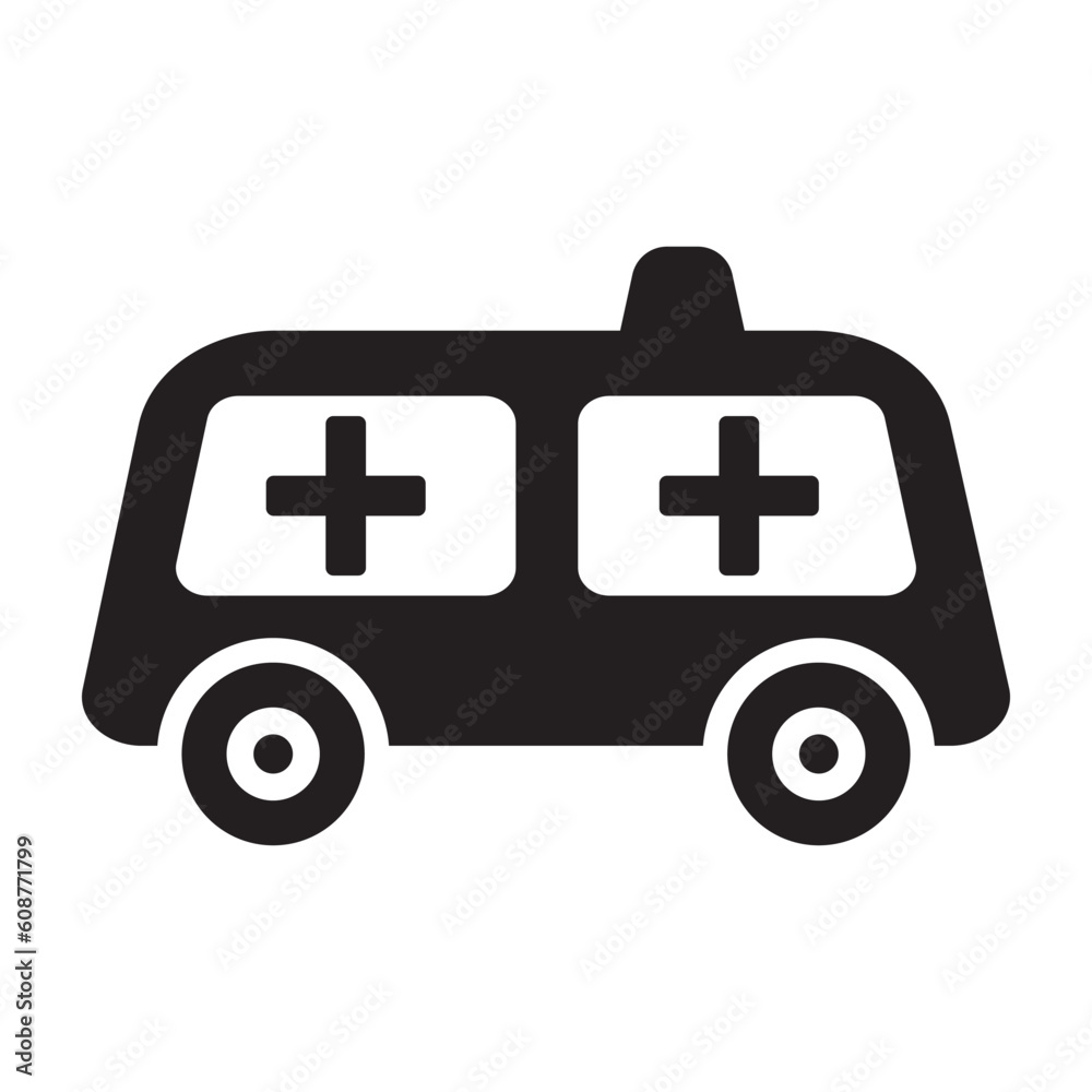 Obraz premium Ambulance truck icon vector, filled flat sign, solid pictogram isolated on white. Symbol, logo illustration. Pixel perfect