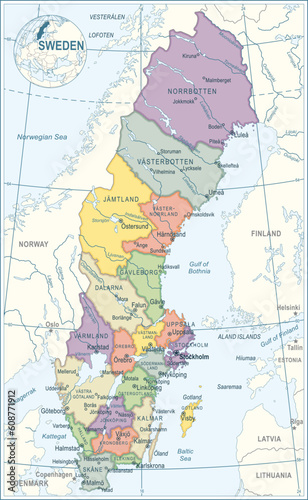Sweden Map - highly detailed vector illustration