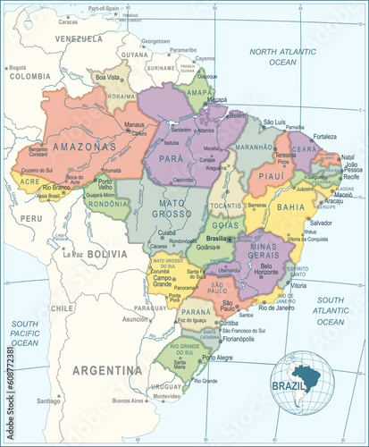 Brazil Map - highly detailed vector illustration