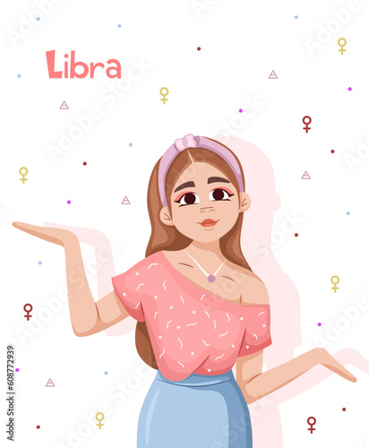 Astrology and horoscope concept. Themis isolated on white background. Libra. Air element. Prediction of the future, horoscope, alchemy, spirituality, occultism, fashion.