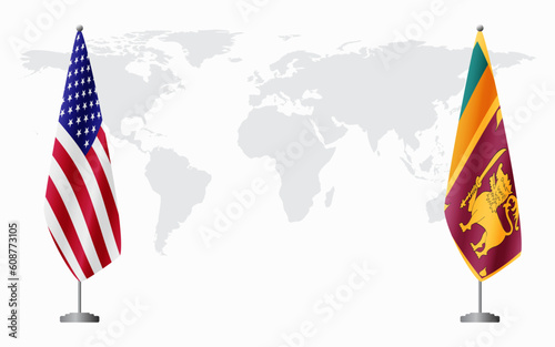 United States and Sri Lanka flags for official meeting