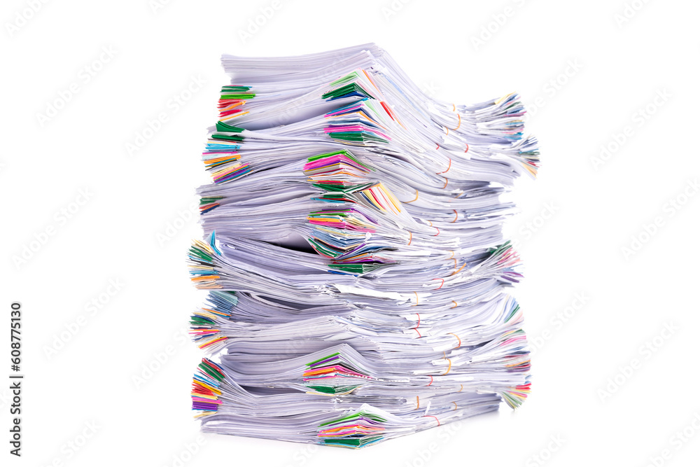 Stack of Documents isolated on white background.