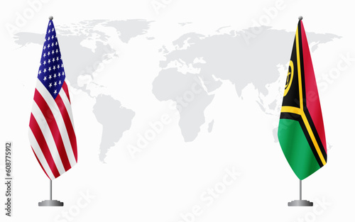United States and Vanuatu flags for official meeting