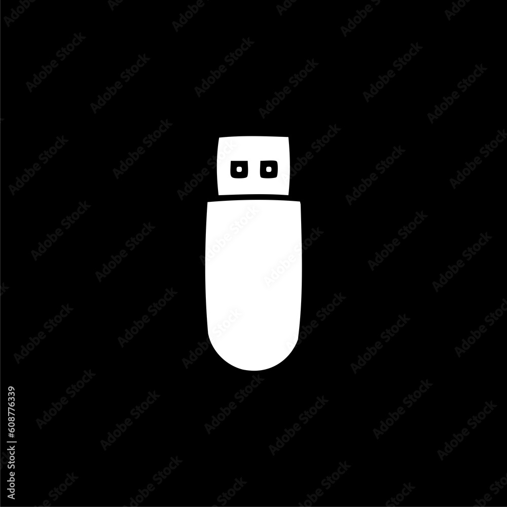Flash Drive icon symbol isolated on black background hand drawn Flash Drive icon symbol isolated on black background hand drawn