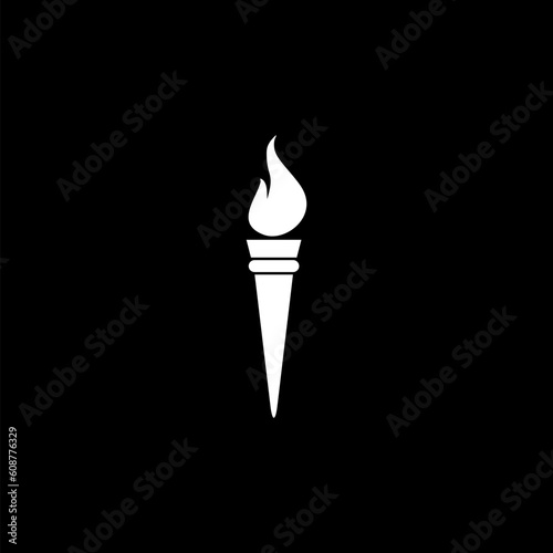 Olympic torch icon  isolated on black background 