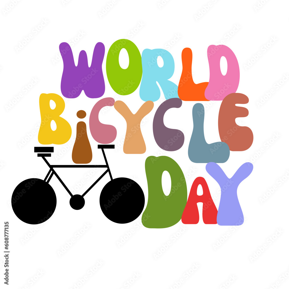 world bicycle day text, lettering inscription, bicycle clipart, bicycle