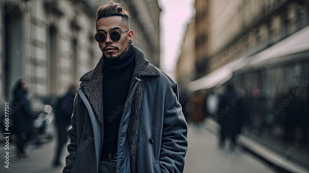 man in sunglasses stylish model, fashion clothing trend
