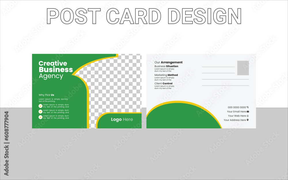 Editable creative corporate Postcard Design vector. Modern business postcard or EDDM design template.