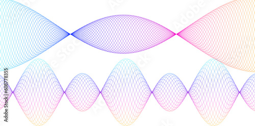 Soft rainbow color. Linear dotted background. Design elements. Curve lines. Guilloche. The protective layer for banknotes, diplomas and certificates template. Vector illustration EPS 10