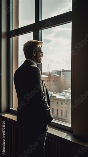 man looking through window picture of a businessman, company, entrepreneurship, marketing, manages, work, meeting