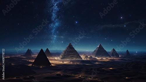 aurora borealis in the mountains alien civilization in ancient egypt, pyramid, wallpaper
